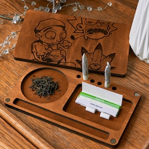 Bandeja rodante, Accesorios de cannabis, Bandeja rodante de tabaco, Regalo para fumadores, Accesorios de tabaco personalizados de madera, Caja de regalo para fumar, Accesorios rodantes