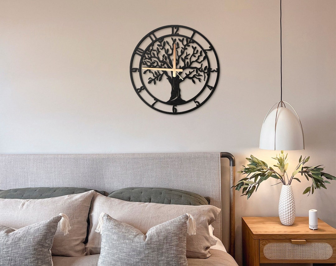 Wooden Anniversary Clock, Tree of Life Wall Decor, Large Tree Wall Clock, Oversized Unique Wall