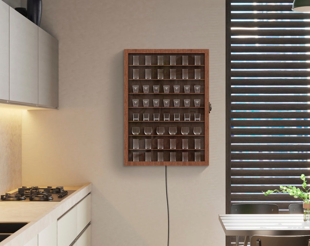 Shot Glass Stand, Bar Display, Shot Glass Display Case With Door, Shot