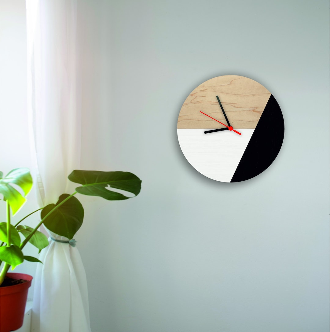Modern Wood Wall Clock, Wall Clock Unique, Wall Clock Wood, Wooden Wall