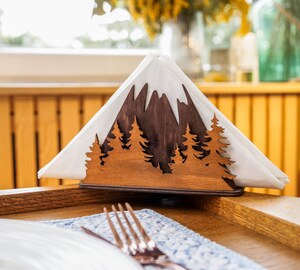 Porte-Serviettes En Bois Massif Avec Poids Acier - Vintage, Pour Cuisine, Pique-nique, Café (17,7x17,7x7,7 Cm)