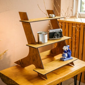 Estante de exhibición de madera, Vitrina de mercado, Estantes de exhibición para miniaturas, Soporte de exhibición de estantería, Soporte de exhibición portátil, Estante de exhibición minorista de madera