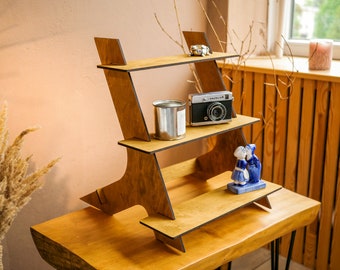 Présentoir en bois, Vitrine de marché, Présentoirs pour miniatures, Présentoir d'étagère, Présentoir portable, Présentoir de vente au détail en bois