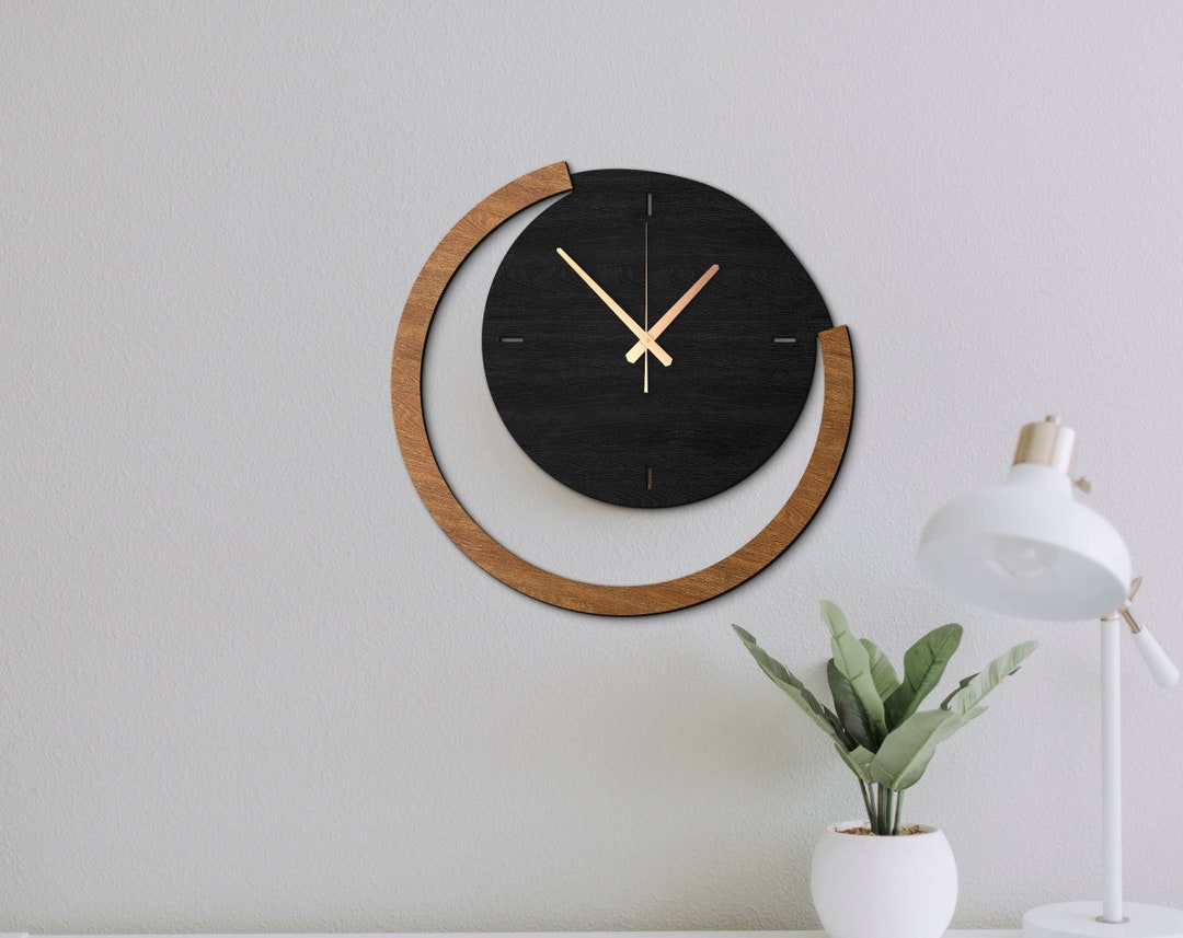 Wood Large Wall Clock, Minimalist Wall Clock, Mid Century Modern Clock