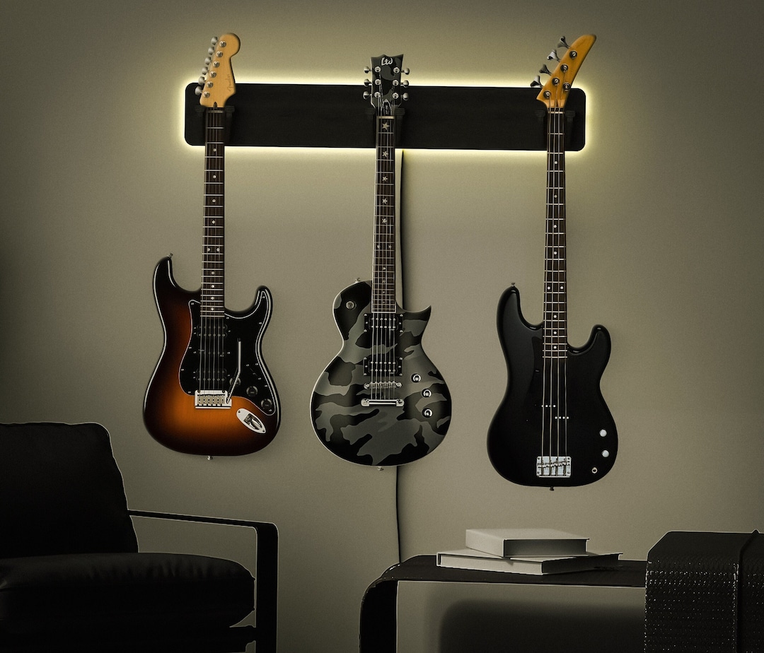 Wooden Guitar Wall Hangers, Led Guitars Hanger, Handmade Guitar Holder