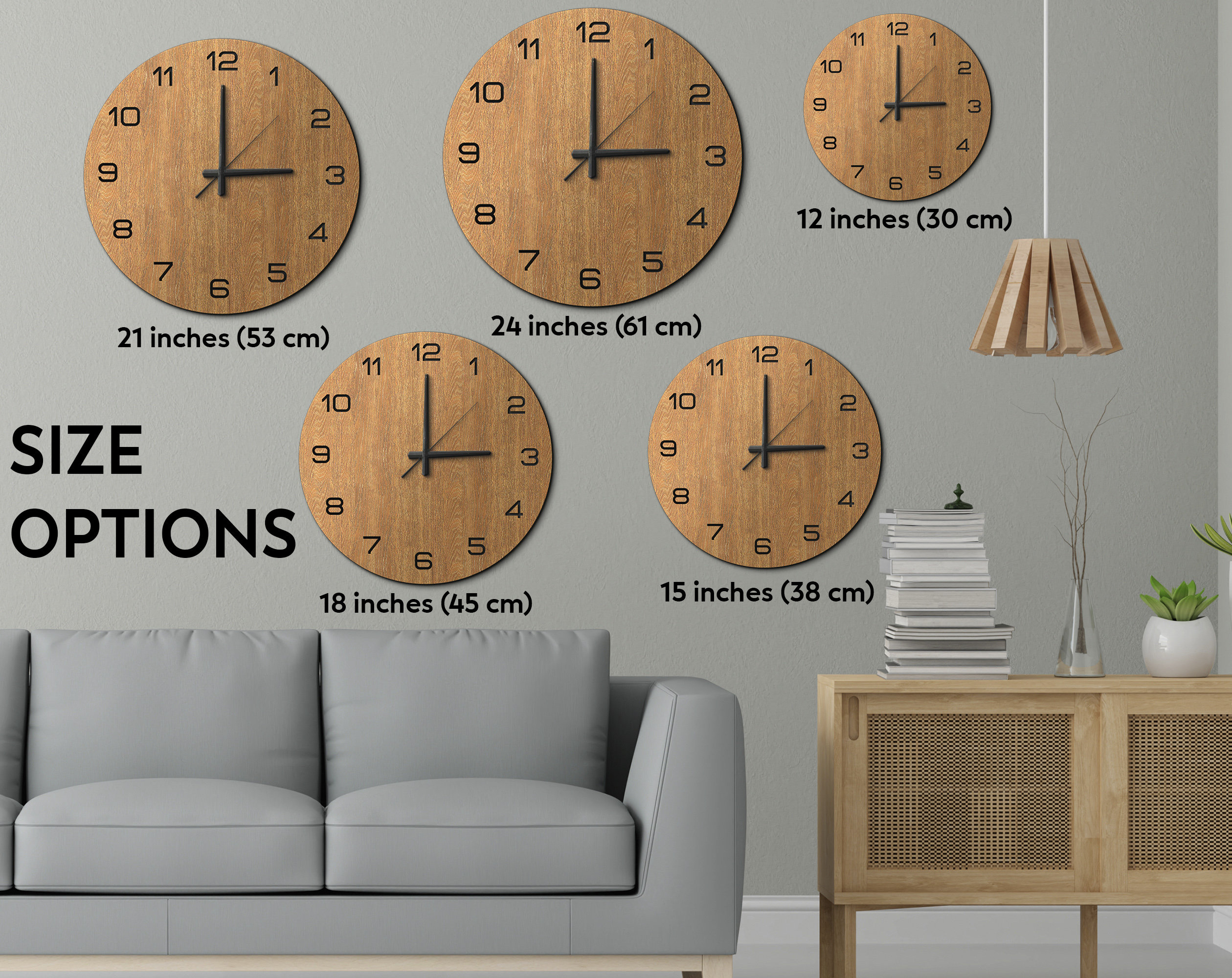 Wooden Modern Wall Clock, Unique Wall Clock, Minimalist Silent Wall ...