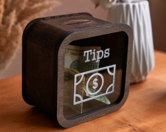 Tip box, Personalized money bank, Money box, Wood coin bank, Piggy bank adult, Tip jar, Card box with lock, Donation box, Custom piggy bank
