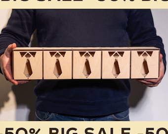 Wooden Tie Case, Tie Organiser, Storage Box, Perfect Gift for Mens, Tie display stand, Tie collectibles case, Wood tie display organizer
