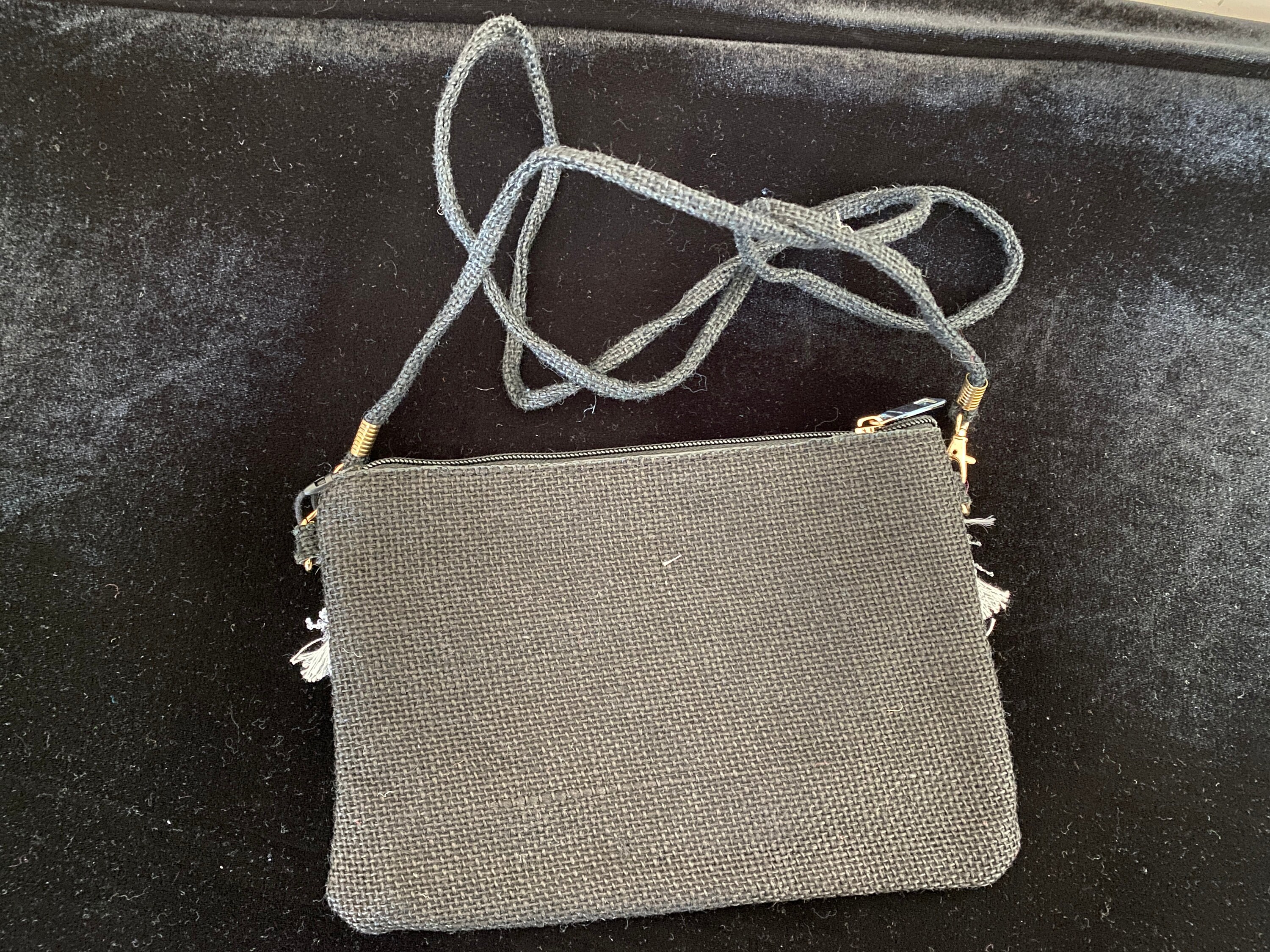 Black Hessian Shoulder Bag / Clutch Etsy UK