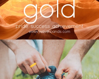 Autism support Silicone Ring bright orange | Wave-bands GOLD | Mental Health | Couples Rings | Fashion | Jewelry