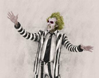 Beetlejuice, Movie Character Artwork, Movie inspired Art Print, Birthday, Gift, Art Print Poster, Character Artwork, Fantasy Character