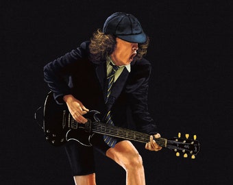 Angus Young, Musician Artwork, Musician inspired Art Print, Birthday, Gift, Art Print Poster, Musician, ACDC, RocknRoll Artwork