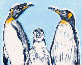 Penguins Artwork, Baby Animal Nursery Wall Art Print, Nursery Wall Art Print, Printable Watercolor Animal Artwork, Arctic Animal Artwork