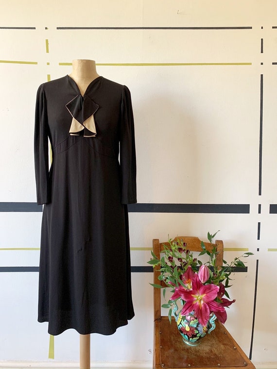 1930's Crepe Dress with Pierrot style collar