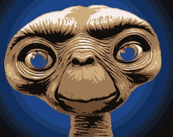 E.T. Diseño de plantilla de 6 capas múltiples, película, retrato, arte digital, plantillas, aerógrafo, corte PNG, pintura en aerosol, descargar archivos