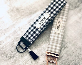 Dupercute Key Fob | personalised Key Fob| Key Chain | Wristlet| Bag tag |Gingham fabric| Handmade gifts| Custom made  | Fabric Key Chain