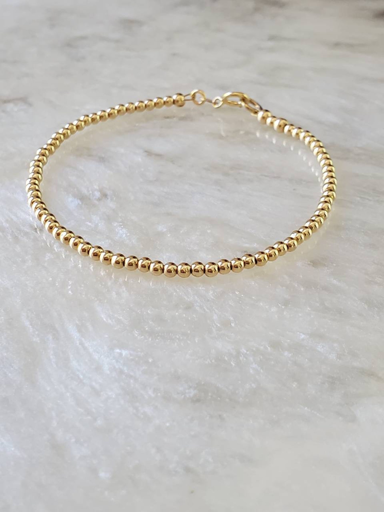 14k Gold Filled beaded bracelet/ Gold Filled clasp/ fitted Etsy