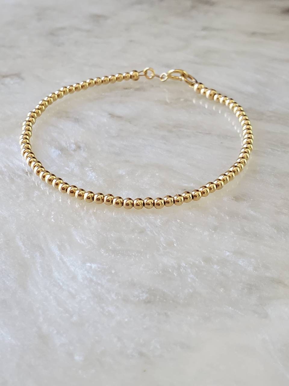 14k Gold Filled beaded bracelet/gold ball bracelet/ Gold Etsy