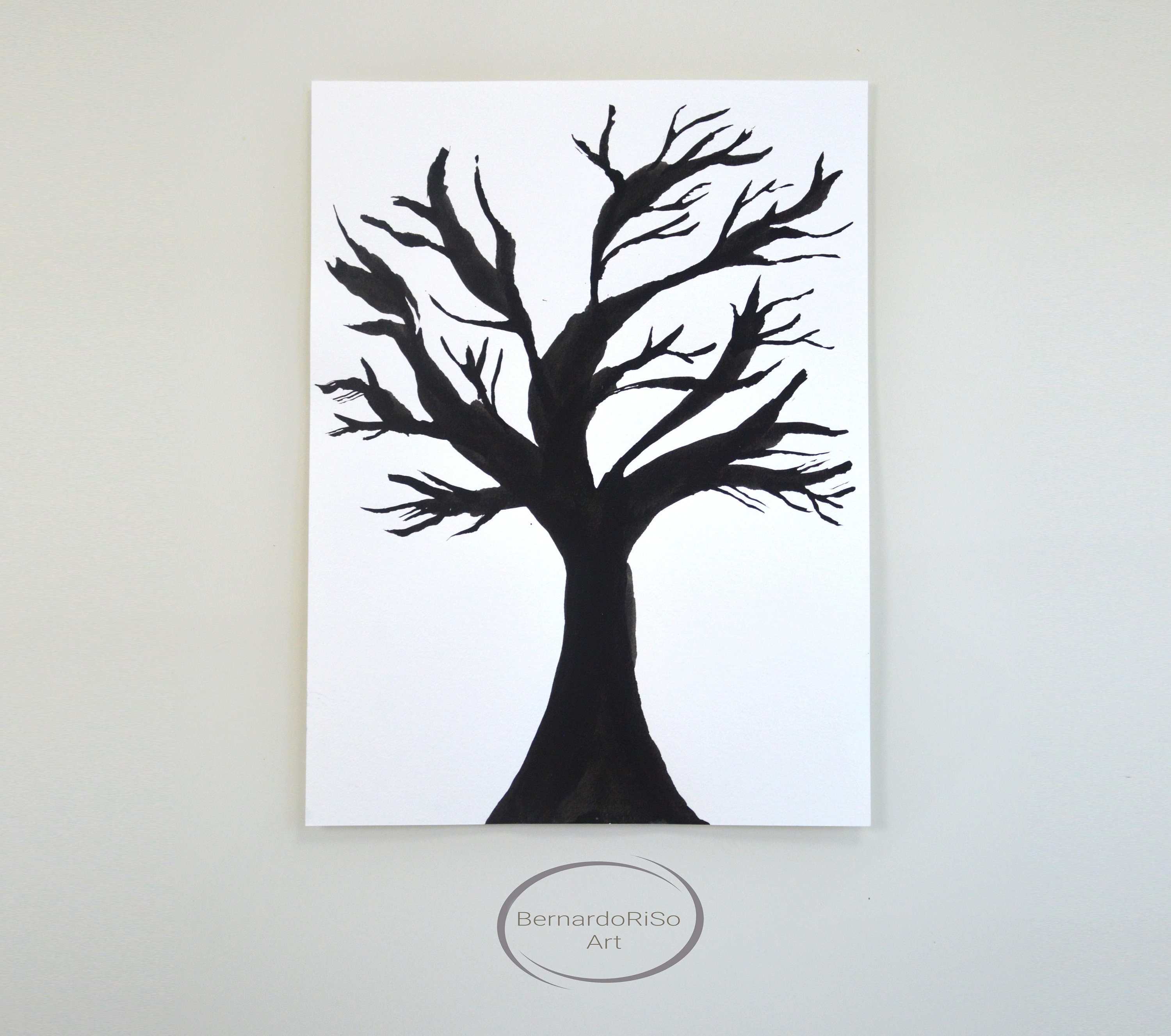 Original Black and White Tree Abstract Art Tree Abstract Etsy Canada