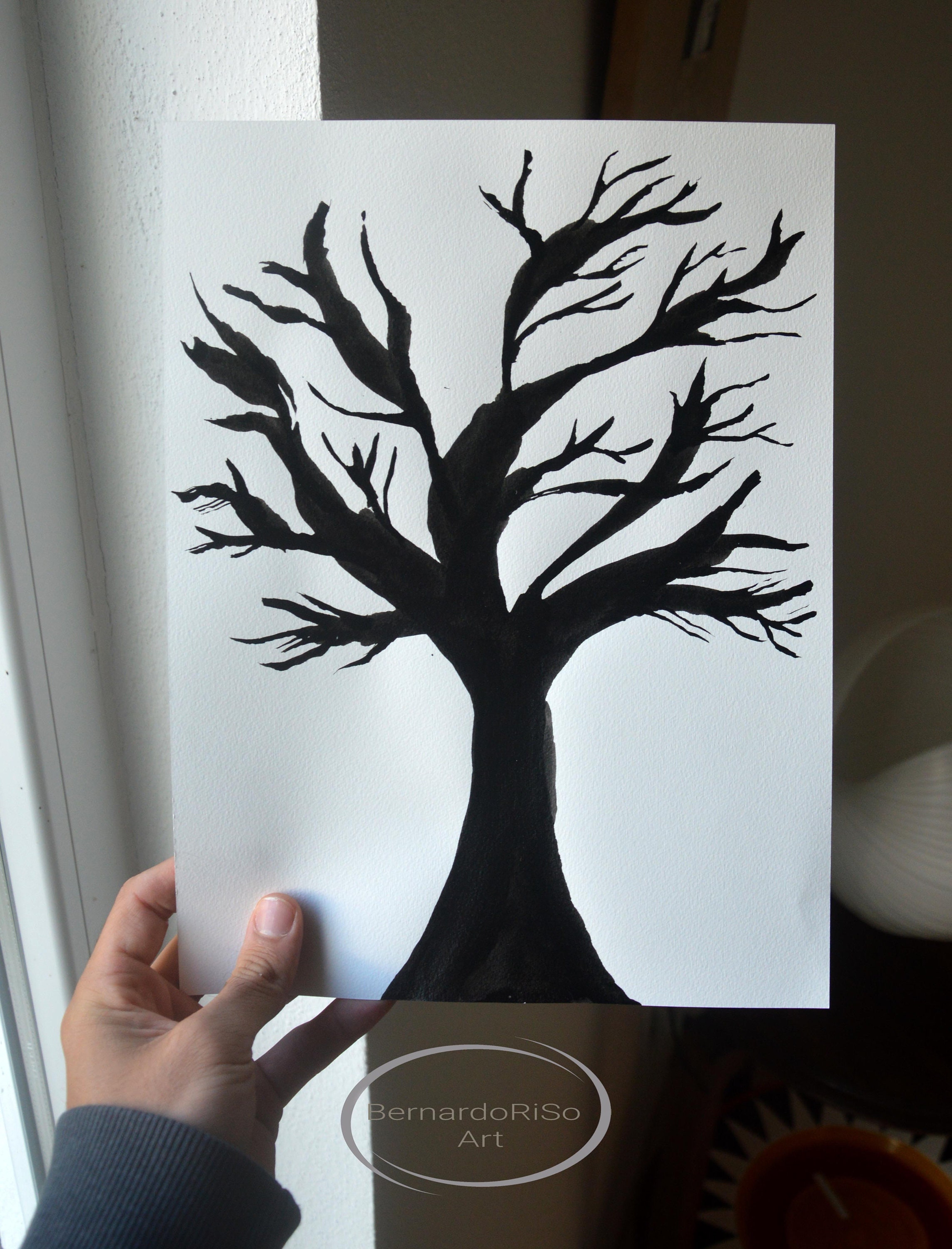 Original Black and White Tree Abstract Art Tree Abstract Etsy Canada