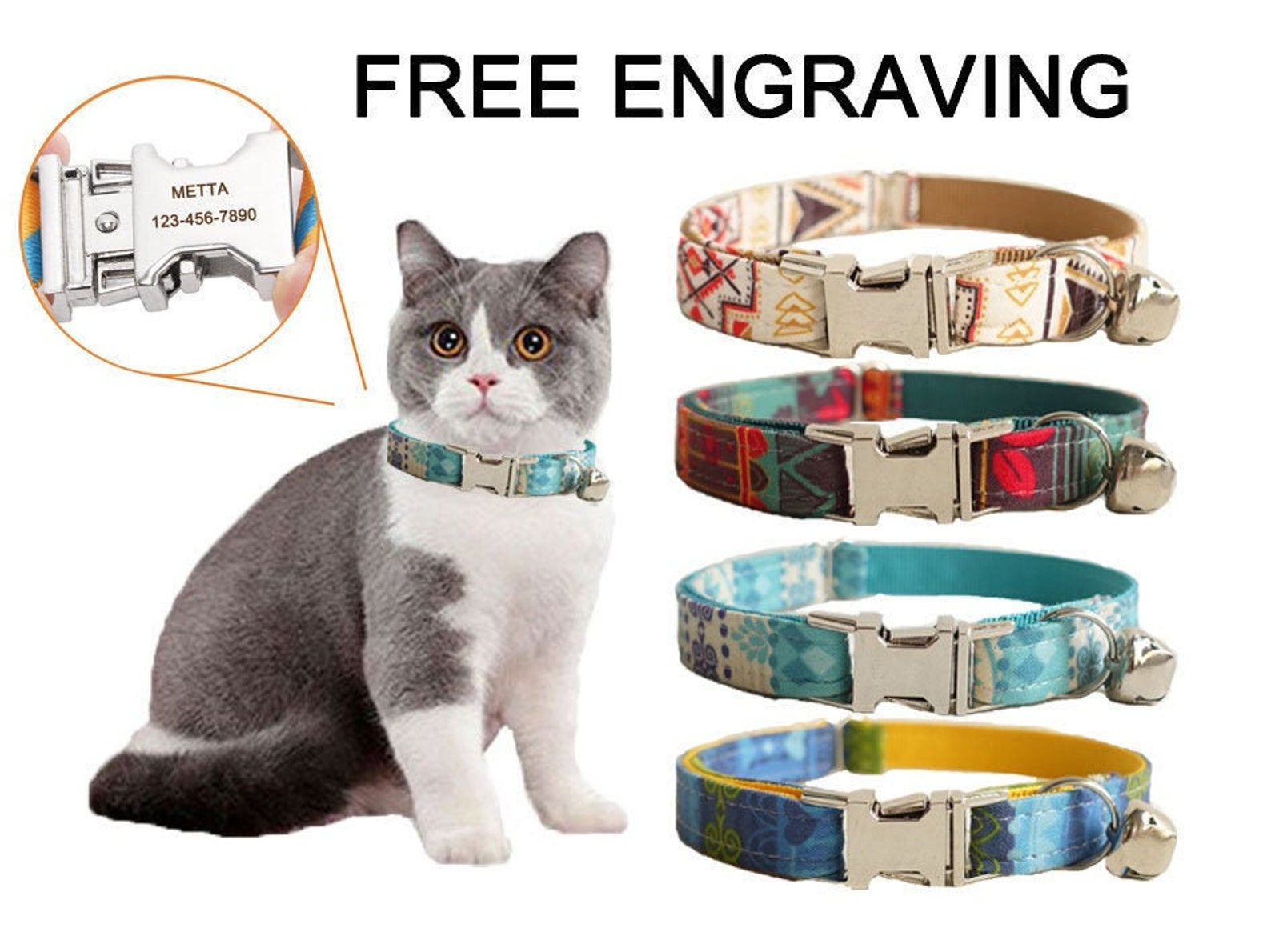 Personalized cat collar with name cat collar cat collar Etsy