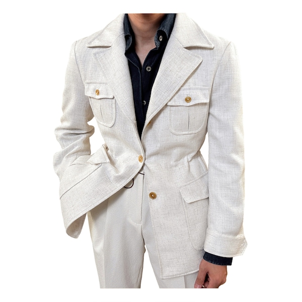 Men's safari jacket, stylish mens safari coat, linen blend mens suit jacket blazer