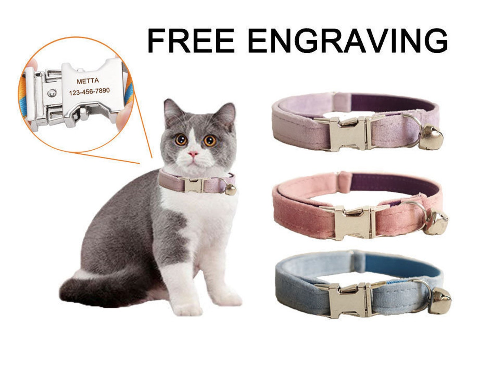 Cat Collar Cat Collar With Name and Bell Personalized Cat Etsy