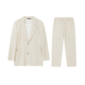 Men‘s linen suit set 2 pieces, Men's suit jacket and pants, Men's suit set,  Linen blazers for men