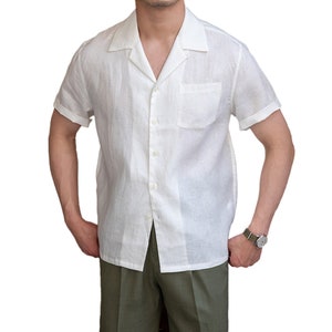 Men's 100% Linen short sleeve shirt, Linen camp collar shirts, Men's linen top, Linen T-shirt for men image 2