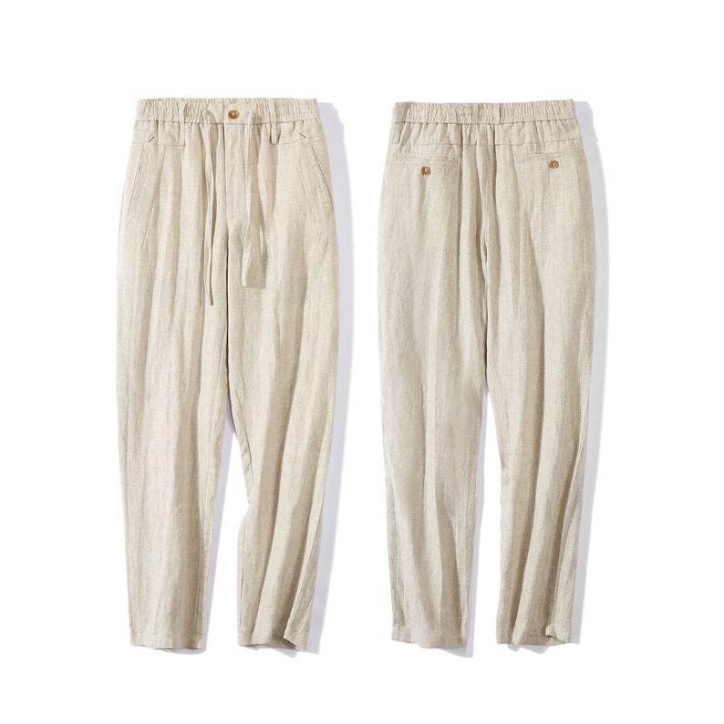 Men's Linen Dress Pants, 100 Linen Trousers for Spring and Fall, Mens