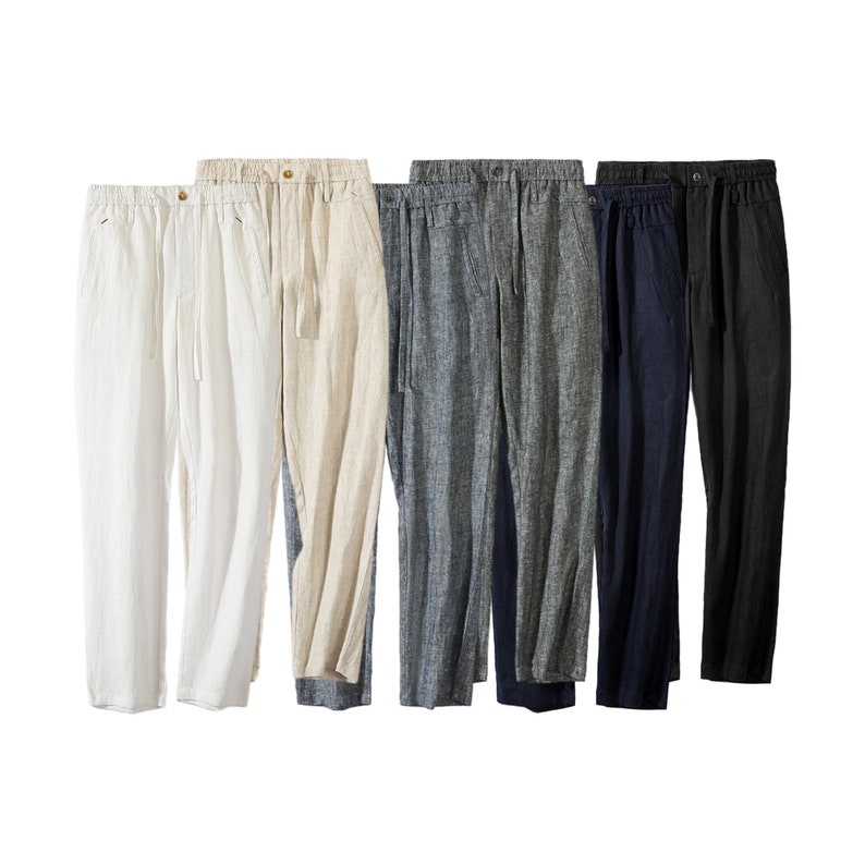 Men's Linen Dress Pants, 100 Linen Trousers for Spring and Fall, Mens
