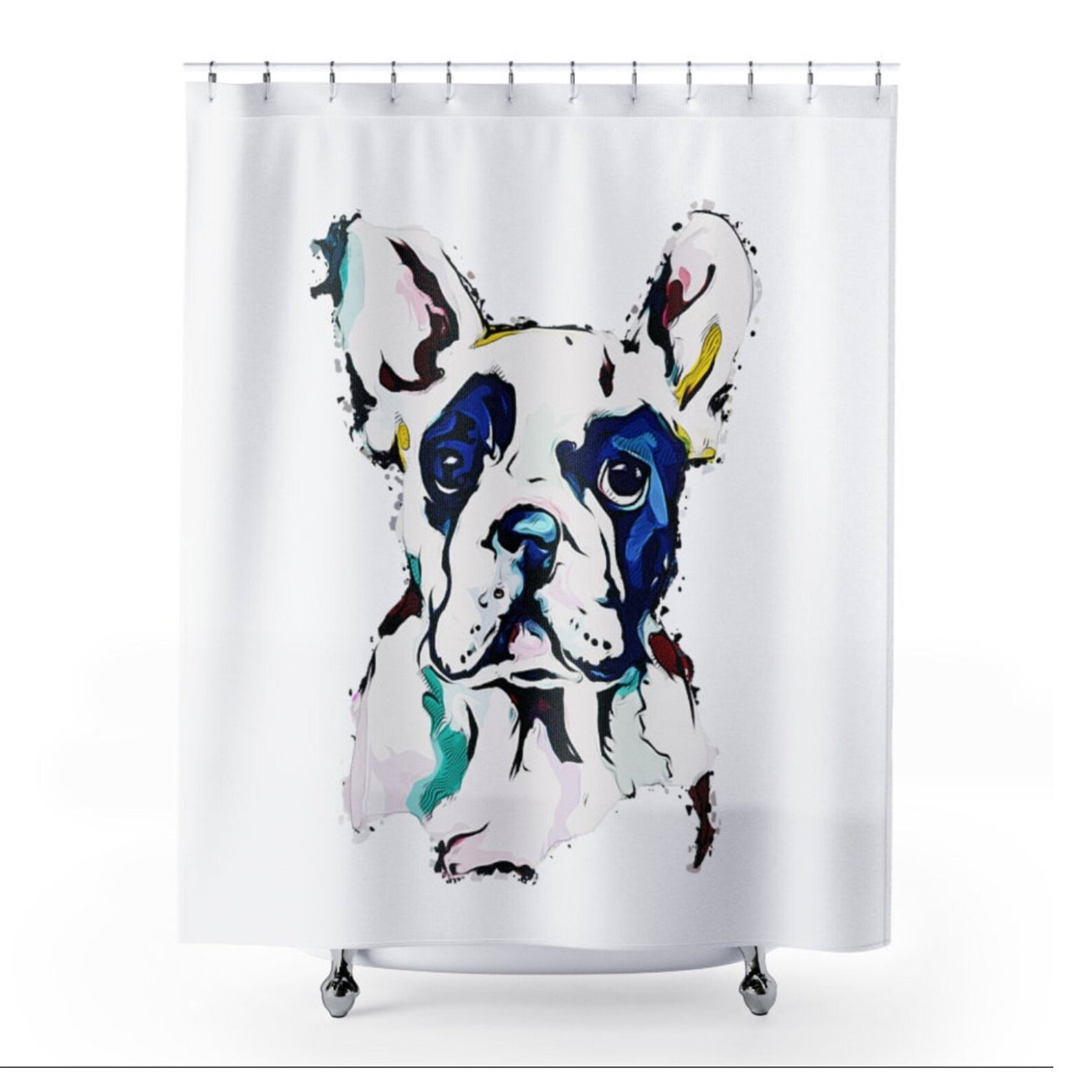 French Bulldog Shower Curtain Dog Shower Curtain Dog Etsy