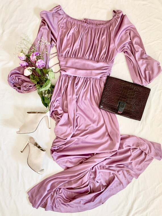 1970s Grecian Lilac Maxi Dress