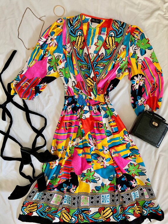 1980s Multicolored Diane Freis Original Dress
