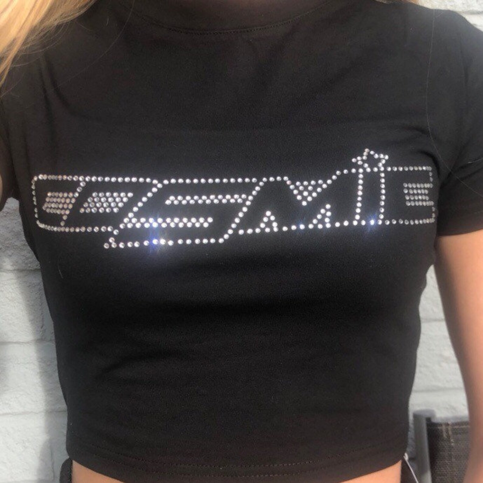 cosmic rhinestone crop top