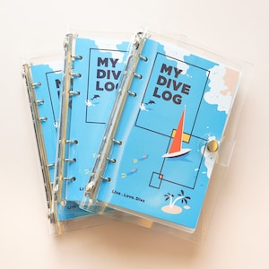 NEW! My Dive Log | Handmade PVC Dive Log, Scuba Diving Logbook, A6 Size Modern Style Loose-leaf Divelog