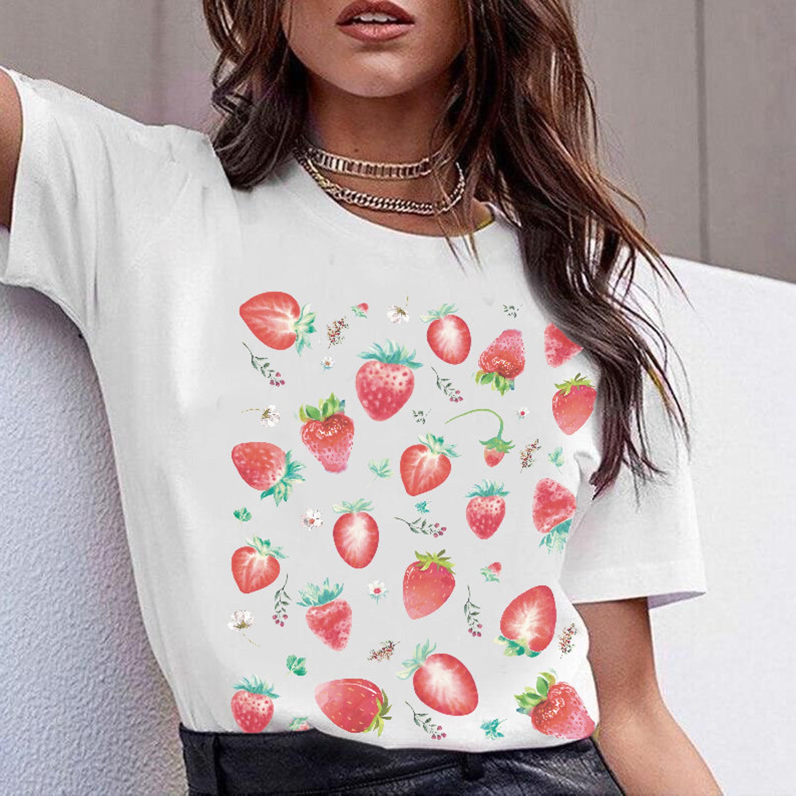Strawberry shirt Women Floral shirt Cottagecore clothing Plus | Etsy