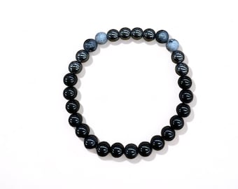 Eclipse Trio Gemstone Bracelet Spiritual Jewelry Gift Ideas Beads: Hematite, Labradorite, Map Jasper ,Obsidian
