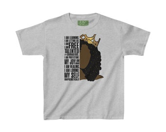 I am Black Queen Healing and Growing Kids Heavy Cotton Tee.