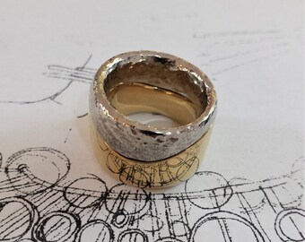 REDÓ FLORENCE 1989 – Ring PRISCILLA, 24Kt palladium and gold plated bronze. Handmade in Florence - Italy