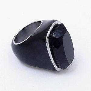 REDÓ FLORENCE 1989 - Ring ARIANNA, 24Kt palladium plated bronze and unbreakable enamel and black onix. Handmade in Florence - Italy