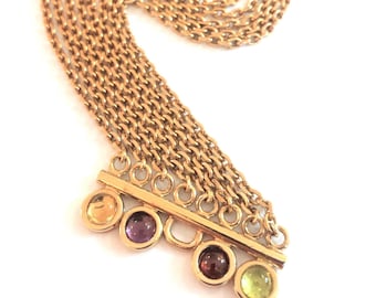 REDÓ FLORENCE 1989 – Bracelet  ARTNOUVEAU, 24Kt gold plated bronze with multicolored quartz. Handmade in Florence -  Italy
