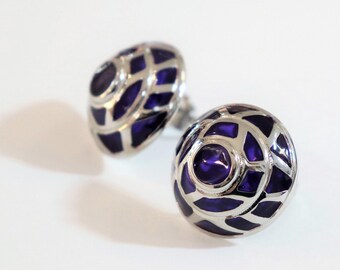Earrings ELEONORA, Palladium Plated Bronze & Unbreakable Cathedral Enamels • Handmade in Florence, Italy