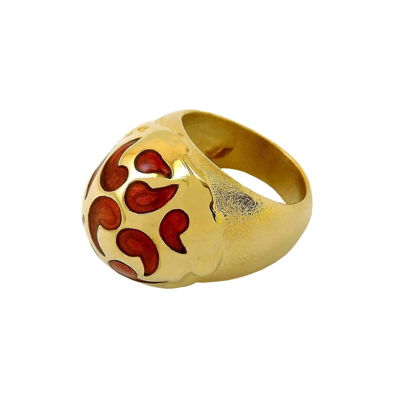 nickel free RED\u00d3 FLORENCE 1989 with traditional enamels 24 Kt gold plated bronze Ring LUCIA handmade in Florence