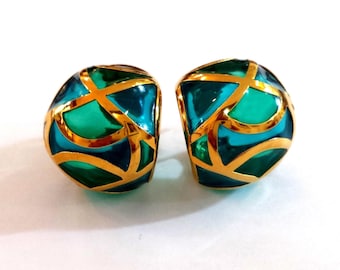 REDÓ FLORENCE 1989 - Earrings AURORA, 18Kt gold or sterling silver, with unbreakable cathedral enamels. Handmade in Florence - Italy