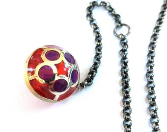 REDÓ FLORENCE 1989 – Necklace BRIGIDA, burnished sterling silver with unbreakable cathedral enamel. Handmade in Florence - Italy
