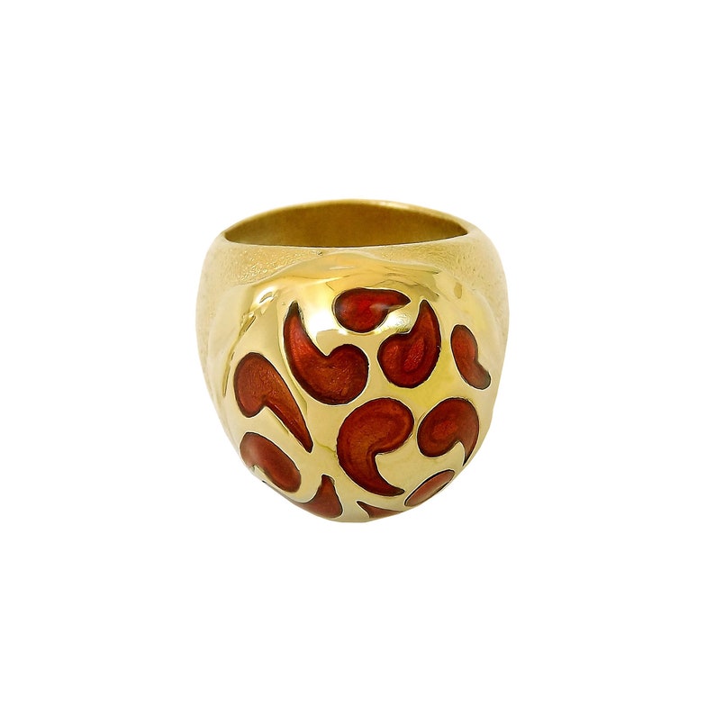 nickel free RED\u00d3 FLORENCE 1989 with traditional enamels 24 Kt gold plated bronze Ring LUCIA handmade in Florence