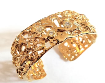 REDÓ FLORENCE 1989 - Bracelet SMALLYELLOW, 24Kt gold plated bronze with cubic zirconia. Handmade in Florence - Italy