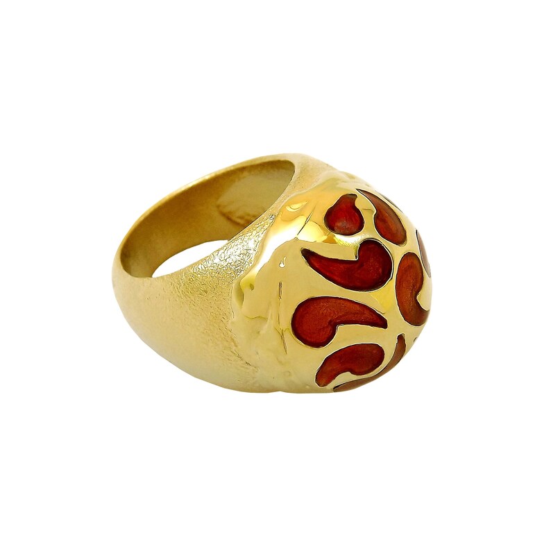 nickel free RED\u00d3 FLORENCE 1989 with traditional enamels 24 Kt gold plated bronze Ring LUCIA handmade in Florence