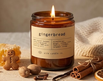 Gingerbread Beeswax Candle: Essential Oil Scented, Non-Toxic, All Natural